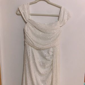 White Sparkle Dress split leg size Xs-S